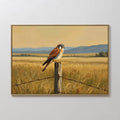 Original hand painted golden brown kestrel falcon oil painting canvas wall art, rustic elegant luxury modern farmhouse nordic scandinavian home decor