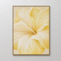Original hand painted soft yellow cream hibiscus flower oil painting canvas wall art, nordic scandinavian elegant luxury modern home decor interior de