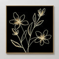 Hand painted original black gold botanical floral oil painting canvas wall art, nordic scandinavian elegant luxury minimalist modern living room home