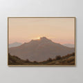 Original hand painted amber peach mountain sunset oil painting canvas wall art, nordic scandinavian elegant luxury modern living room home decor inter