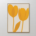 Original hand painted golden yellow tulip botanical oil painting canvas wall art, nordic scandinavian minimalist elegant luxury modern living room hom