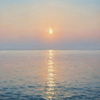 Blush Stillness Coastal Soft Painting Art - Square