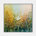 Original hand painted golden wildflower botanical oil painting canvas wall art, modern elegant luxury nordic scandinavian living room i