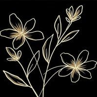 Onyx Whisper Botanical Painting Art - Square