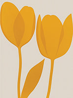 Golden Bloom Organic Botanical Painting Art - Vertical