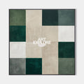 Original hand painted emerald sage geometric oil painting canvas wall art, nordic scandinavian minimalist elegant luxury modern living