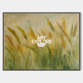 Original hand painted golden amber grass botanical oil painting canvas wall art, nordic scandinavian elegant luxury vintage modern livi
