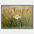 Original hand painted golden wheat field oil painting canvas wall art, elegant vintage botanical luxury modern scandinavian nordic livi