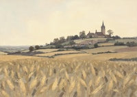 Golden Reverie Atmospheric Pale Painting Art - Horizontal