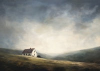Mist Solitude Atmospheric Soft Painting Art - Horizontal