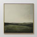 Original hand painted dark forest green rolling hills mist oil painting canvas wall art, nordic scandinavian elegant luxury minimalist modern living r
