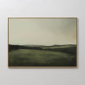 Original hand painted deep forest green rolling hills landscape oil painting canvas wall art, nordic scandinavian elegant minimalist luxury modern hom
