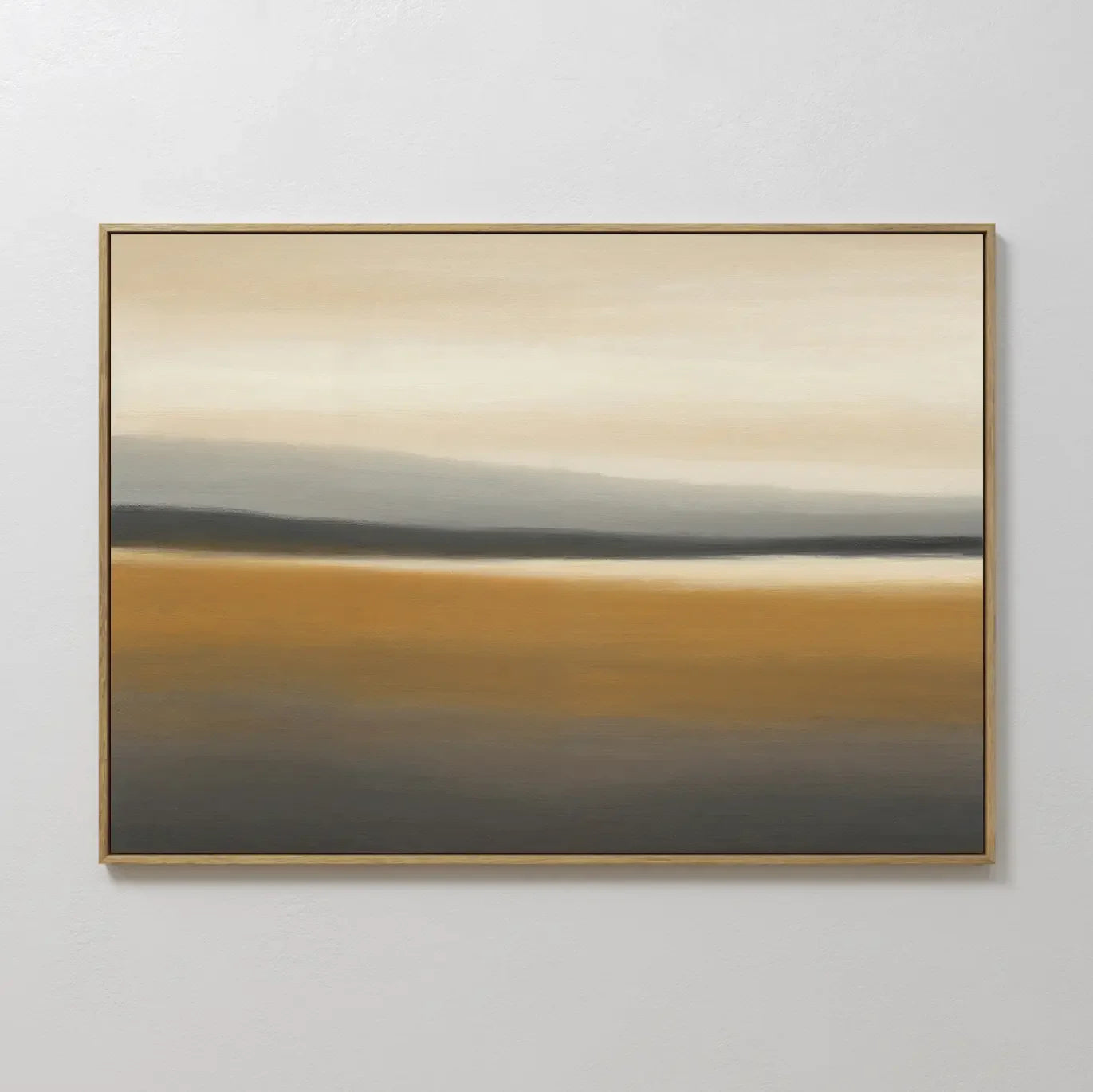 Original hand painted amber gold grey abstract landscape oil painting canvas wall art, nordic scandinavian elegant minimalist luxury modern home decor