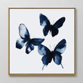 Original hand painted navy blue butterfly trio oil painting canvas wall art, nordic scandinavian minimalist elegant luxury modern living room home dec
