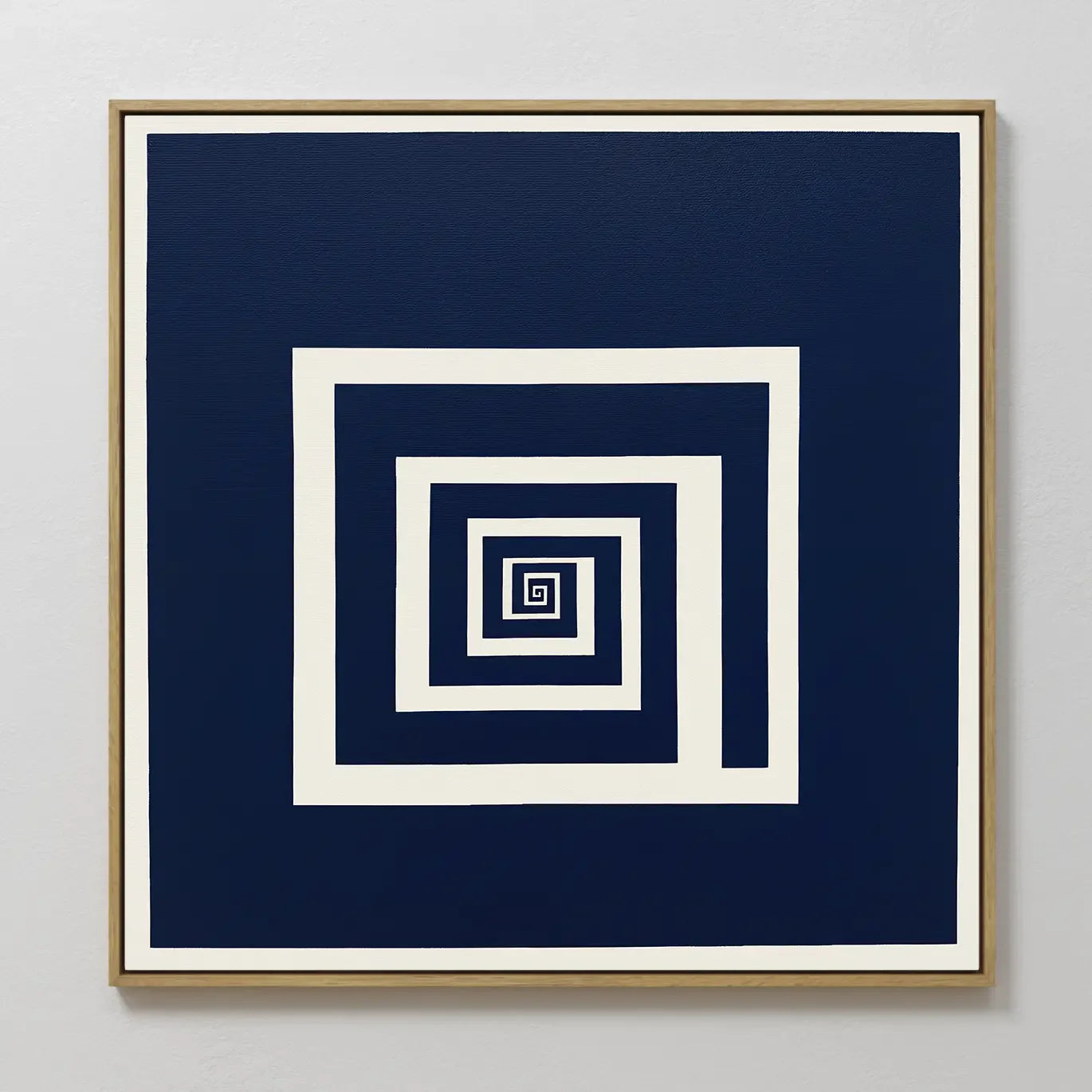 Hand painted original navy blue ivory square spiral oil painting canvas wall art, nordic scandinavian elegant luxury minimalist modern home decor inte