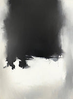 Onyx Veil Atmospheric Abstract Painting Art - Vertical