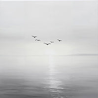 Mist Solitude Coastal Pale Painting Art - Square