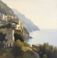 Mist Reverie Coastal Pale Painting Art - Square