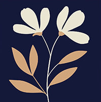 Midnight Bloom Botanical Pure Painting Art - Square