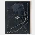 Original hand painted black abstract oil painting white gestural line art canvas, nordic scandinavian minimalist elegant luxury modern
