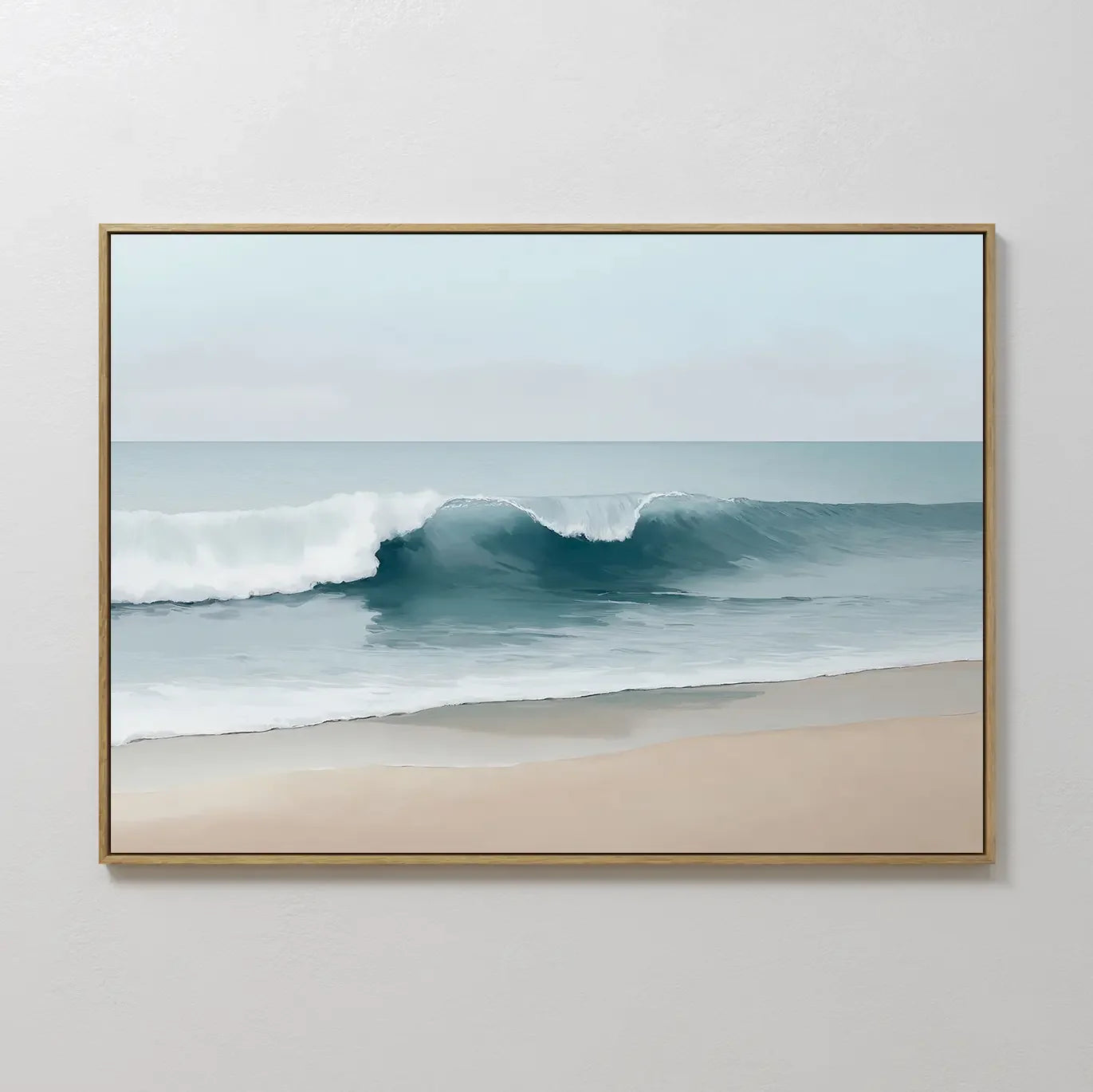 Original hand painted teal ocean wave oil painting canvas wall art, nordic scandinavian elegant luxury minimalist coastal modern living room home deco