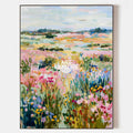 Original hand painted blush pink wildflower meadow oil painting canvas wall art, elegant luxury modern botanical nordic scandinavian ho