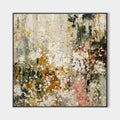 Original hand painted ivory gold blush abstract floral oil painting canvas wall art, nordic scandinavian elegant luxury modern living r