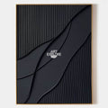 Original hand painted black abstract oil painting canvas wall art, textured sweeping layers nordic scandinavian minimalist elegant luxu