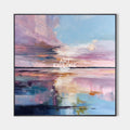 Original hand painted blush pink abstract coastal oil painting canvas wall art, nordic elegant luxury modern living room home decor int