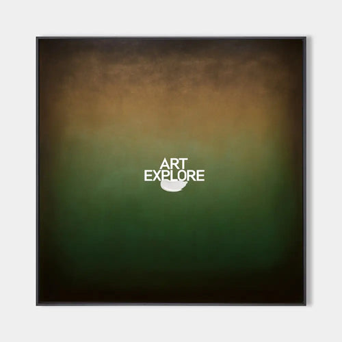 Original hand painted amber green atmospheric abstract oil painting canvas wall art, nordic scandinavian elegant luxury modern living r