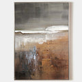Original hand painted sienna brown grey abstract oil painting canvas wall art, textured impasto nordic scandinavian elegant luxury mode