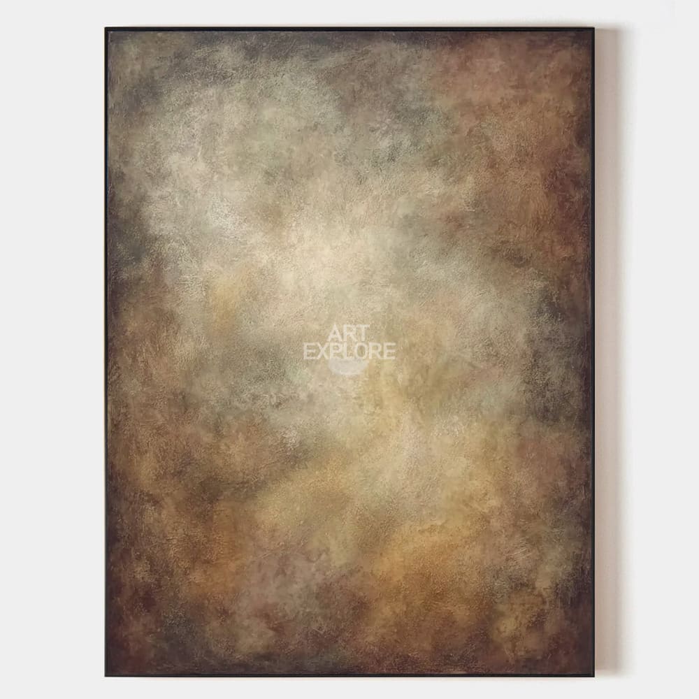 Original hand painted warm amber bronze grey abstract oil painting canvas wall art, nordic scandinavian elegant luxury modern living ro
