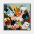 Original hand painted abstract botanical floral oil painting canvas wall art, amber coral blush blooms, elegant luxury modern nordic sc