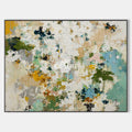 Original hand painted sage green teal gold ivory abstract oil painting canvas wall art, nordic scandinavian elegant luxury modern home
