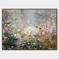 Original hand painted blush pink gold floral abstract oil painting canvas wall art, elegant luxury modern nordic scandinavian botanical