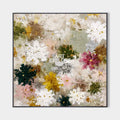 Original hand painted abstract floral oil painting canvas, white gold pink sage botanical luxury elegant modern nordic scandinavian liv