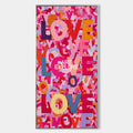 Original hand painted pink red orange blue LOVE typography abstract oil painting canvas wall art, modern luxury elegant eclectic interi