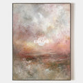 Original hand painted blush pink abstract landscape oil painting canvas wall art, nordic scandinavian elegant luxury modern living room