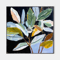 Hand painted original oil painting botanical leaf wall art canvas elegant luxury modern nordic scandinavian home decor sage gold black