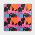 Original hand painted pop art Mickey Mouse oil painting canvas, bold pink orange geometric luxury modern elegant wall art home decor in