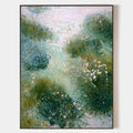 Original hand painted emerald green botanical oil painting canvas wall art, impressionist floral nordic scandinavian elegant luxury mod