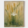 Original hand painted golden wheat grass botanical oil painting canvas wall art, nordic scandinavian elegant luxury vintage modern livi