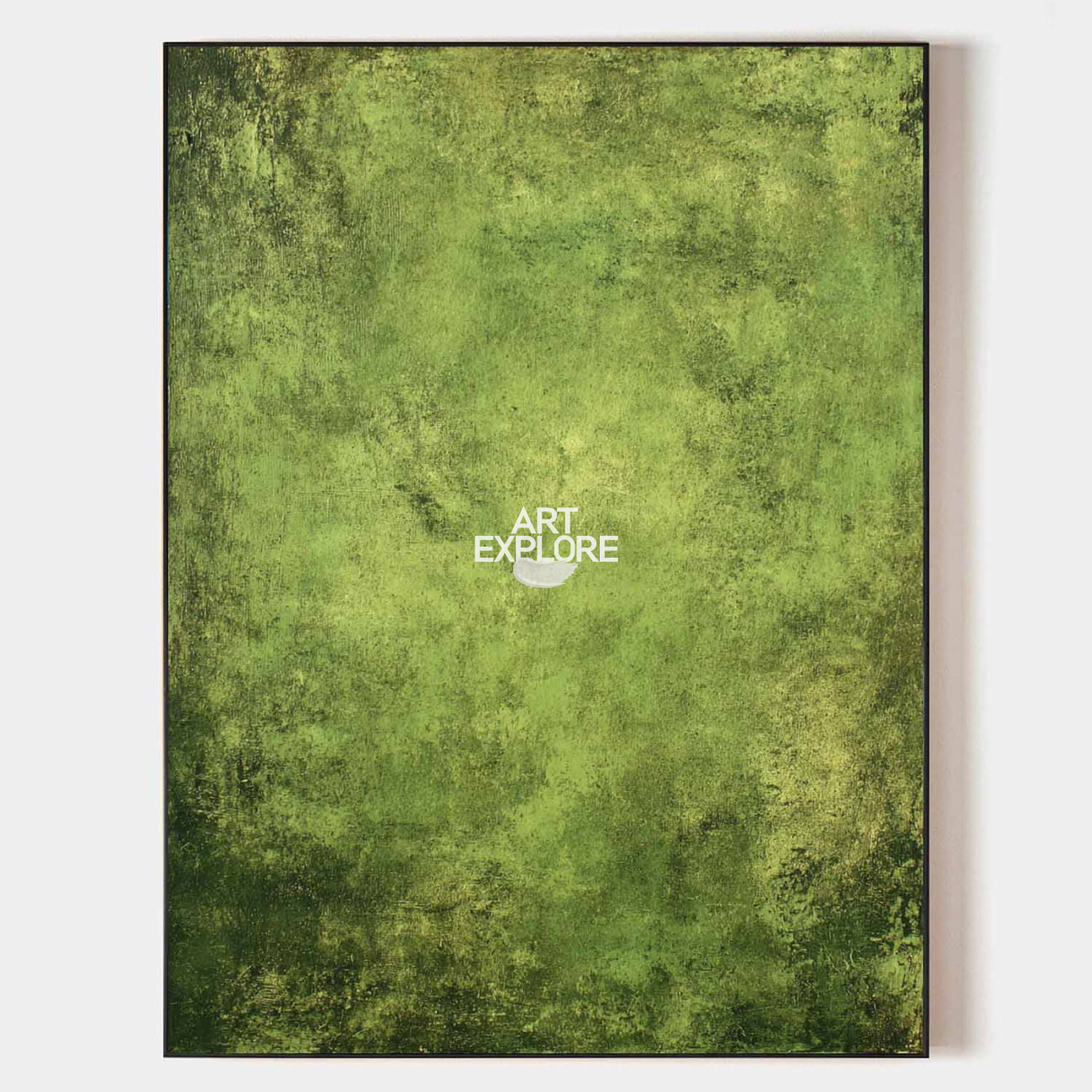 Original hand painted sage moss green abstract oil painting canvas wall art, nordic scandinavian minimalist elegant luxury modern livin