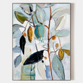Hand painted original oil painting botanical wall art canvas nordic scandinavian elegant luxury modern home decor sage teal gold leaves