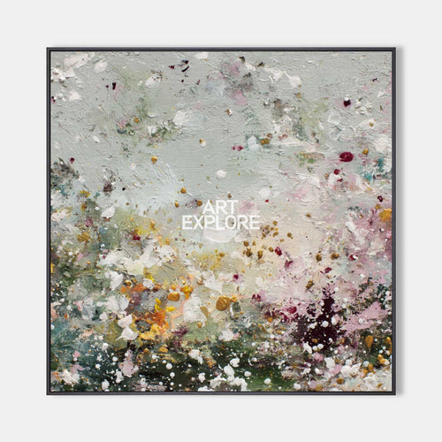 Original hand painted blush pink ivory gold abstract floral oil painting canvas wall art, nordic scandinavian elegant luxury modern hom
