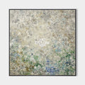 Original hand painted ivory sage botanical abstract oil painting canvas wall art, nordic scandinavian elegant luxury modern living room