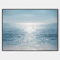 Hand painted original oil painting wall art canvas shimmering azure ocean nordic scandinavian elegant luxury modern home decor