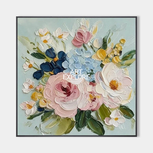 Original hand painted blush pink peony floral oil painting canvas wall art, elegant luxury botanical nordic scandinavian modern living