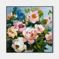 Original hand painted blush pink peony floral oil painting canvas wall art, elegant luxury modern scandinavian nordic bedroom living ro