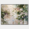 Hand painted original oil painting wall art canvas blush floral garden elegant luxury nordic scandinavian modern home decor horizontal
